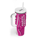 Sydney Sixers Tumbler With Handle Aboriginal Dot Art Pink White - Tribal Wave Pattern