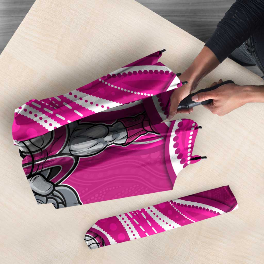 Sydney Sixers Umbrella Aboriginal Dot Art Pink White - Tribal Wave Pattern