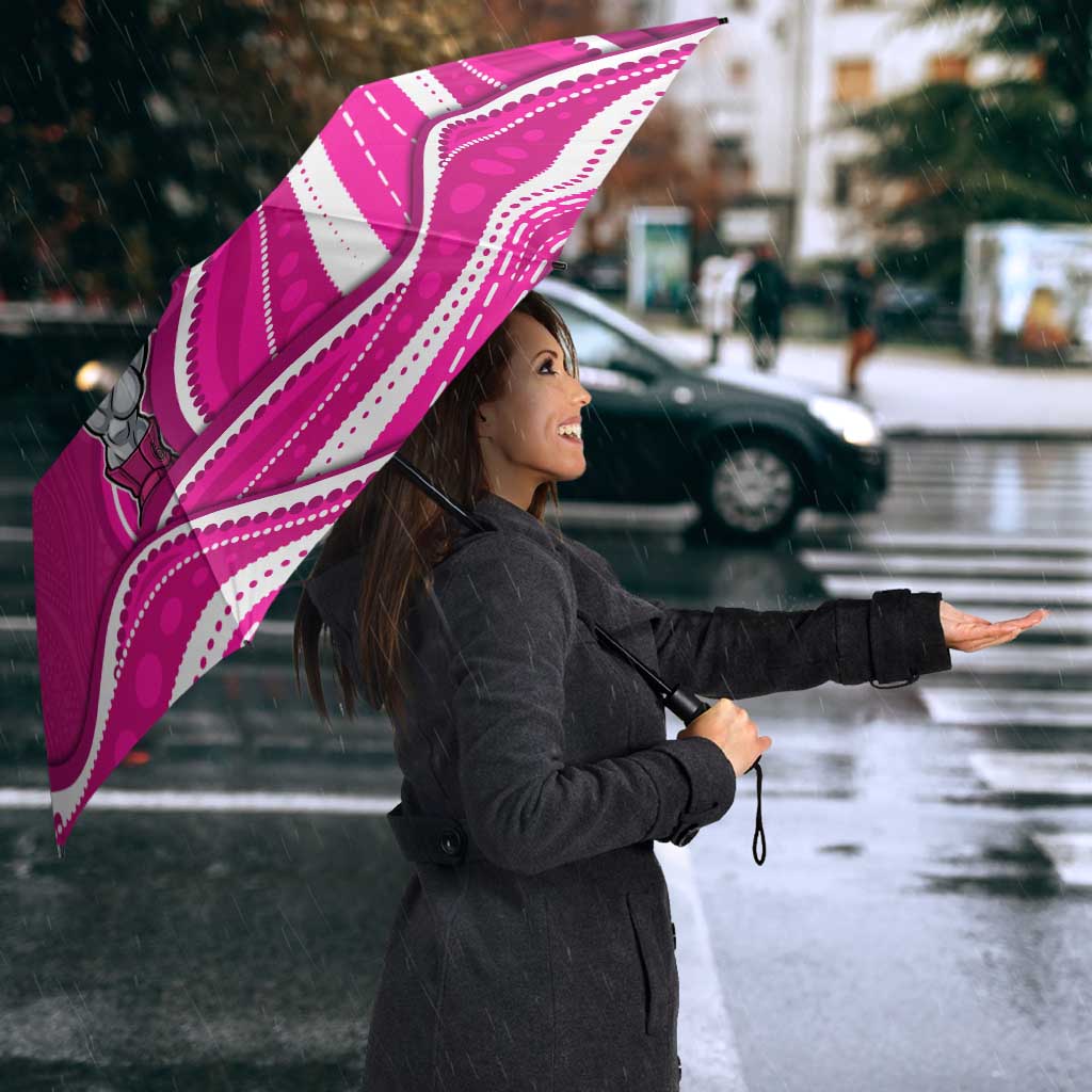 Sydney Sixers Umbrella Aboriginal Dot Art Pink White - Tribal Wave Pattern