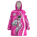 Sydney Sixers Wearable Blanket Hoodie Aboriginal Dot Art Pink White - Tribal Wave Pattern