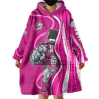 Sydney Sixers Wearable Blanket Hoodie Aboriginal Dot Art Pink White - Tribal Wave Pattern