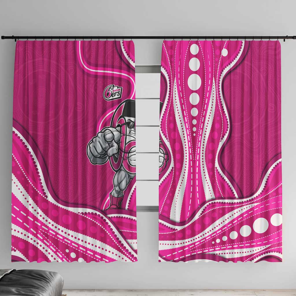 Sydney Sixers Window Curtain Aboriginal Dot Art Pink White - Tribal Wave Pattern
