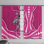 Sydney Sixers Window Curtain Aboriginal Dot Art Pink White - Tribal Wave Pattern