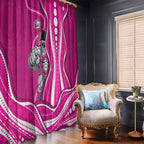 Sydney Sixers Window Curtain Aboriginal Dot Art Pink White - Tribal Wave Pattern