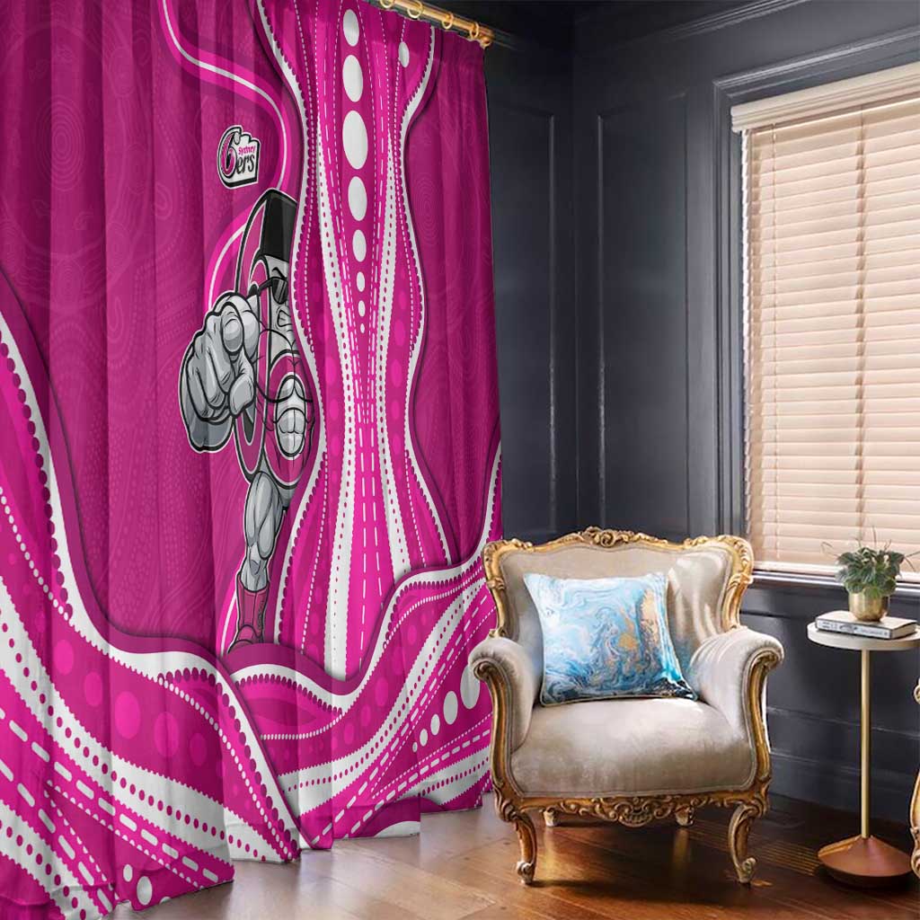 Sydney Sixers Window Curtain Aboriginal Dot Art Pink White - Tribal Wave Pattern