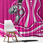 Sydney Sixers Window Curtain Aboriginal Dot Art Pink White - Tribal Wave Pattern