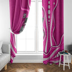 Sydney Sixers Window Curtain Aboriginal Dot Art Pink White - Tribal Wave Pattern