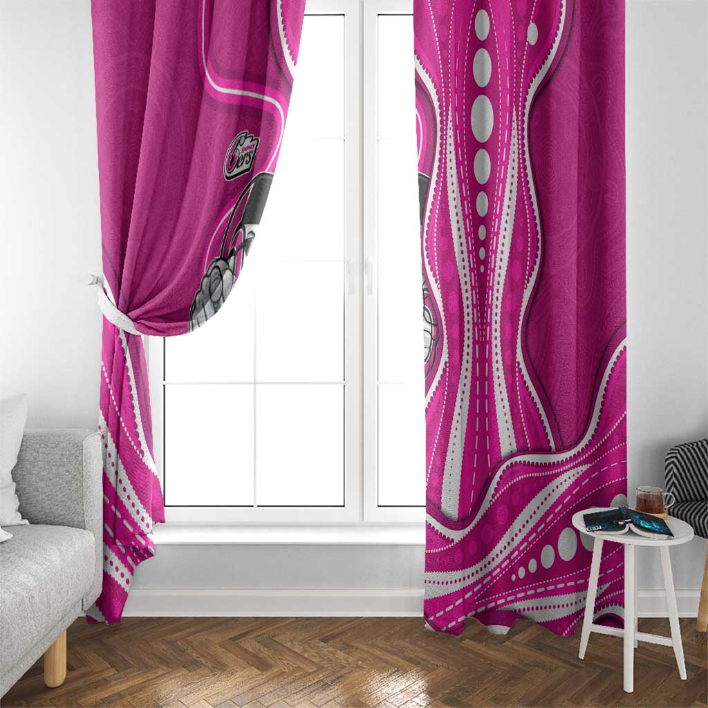Sydney Sixers Window Curtain Aboriginal Dot Art Pink White - Tribal Wave Pattern