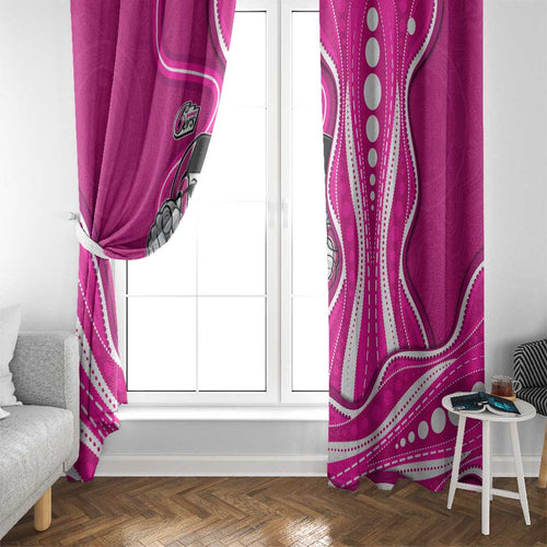 Sydney Sixers Window Curtain Aboriginal Dot Art Pink White - Tribal Wave Pattern