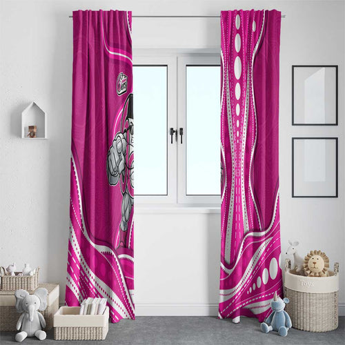 Sydney Sixers Window Curtain Aboriginal Dot Art Pink White - Tribal Wave Pattern