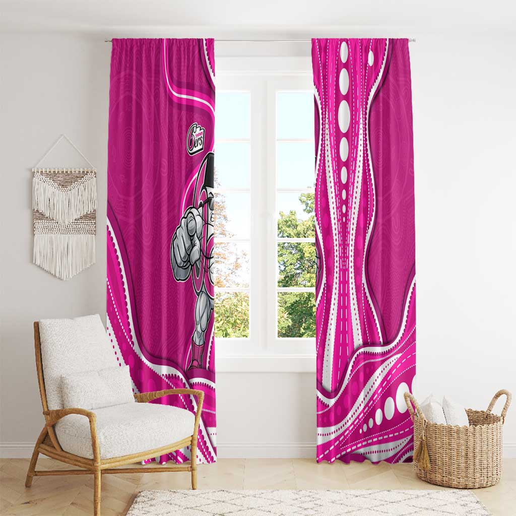 Sydney Sixers Window Curtain Aboriginal Dot Art Pink White - Tribal Wave Pattern