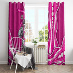 Sydney Sixers Window Curtain Aboriginal Dot Art Pink White - Tribal Wave Pattern