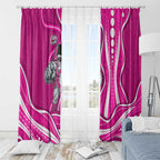 Sydney Sixers Window Curtain Aboriginal Dot Art Pink White - Tribal Wave Pattern