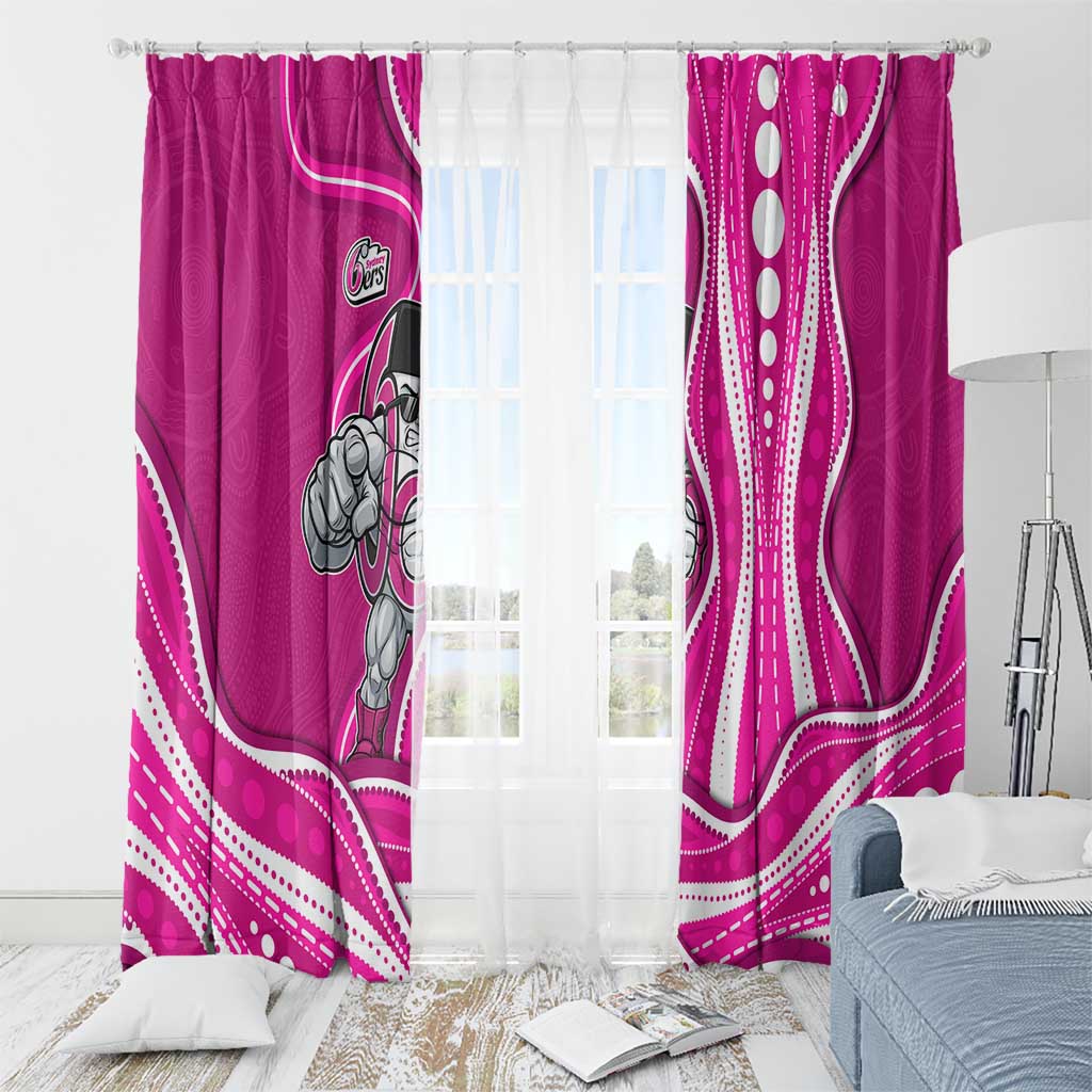 Sydney Sixers Window Curtain Aboriginal Dot Art Pink White - Tribal Wave Pattern