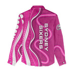 Sydney Sixers Women Casual Shirt Aboriginal Dot Art Pink White - Tribal Wave Pattern