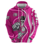 Sydney Sixers Zip Hoodie Aboriginal Dot Art Pink White - Tribal Wave Pattern