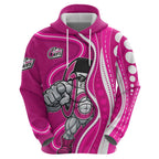 Sydney Sixers Zip Hoodie Aboriginal Dot Art Pink White - Tribal Wave Pattern