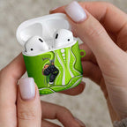 Sydney Thunder AirPods Case Aboriginal Dot Art Green White - Tribal Wave Pattern