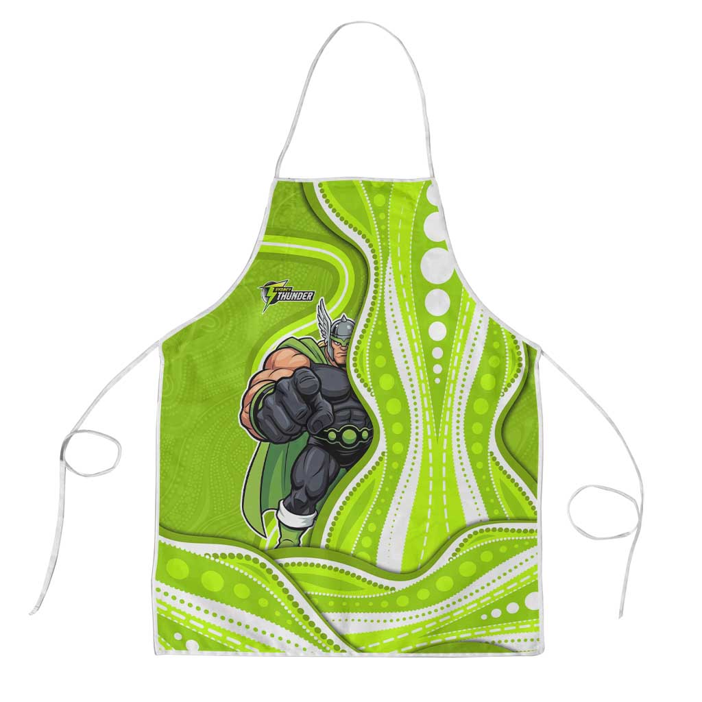 Sydney Thunder Apron Aboriginal Dot Art Green White - Tribal Wave Pattern