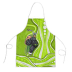 Sydney Thunder Apron Aboriginal Dot Art Green White - Tribal Wave Pattern