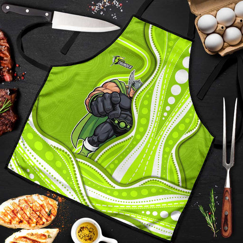 Sydney Thunder Apron Aboriginal Dot Art Green White - Tribal Wave Pattern