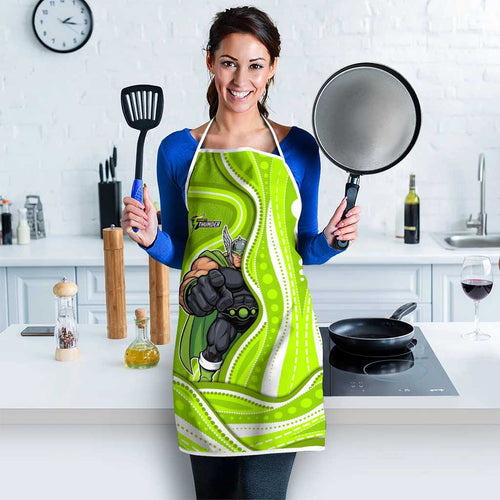 Sydney Thunder Apron Aboriginal Dot Art Green White - Tribal Wave Pattern