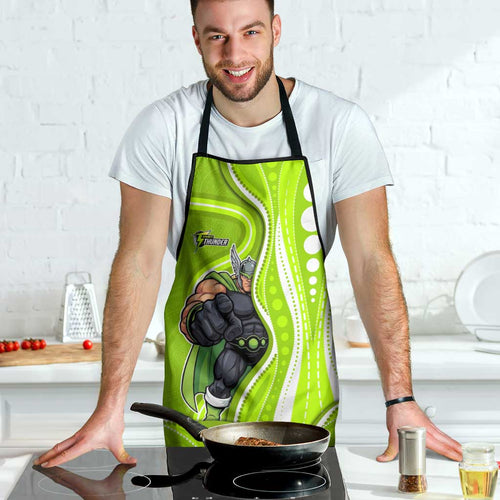 Sydney Thunder Apron Aboriginal Dot Art Green White - Tribal Wave Pattern