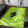 Sydney Thunder Area Rug Aboriginal Dot Art Green White - Tribal Wave Pattern