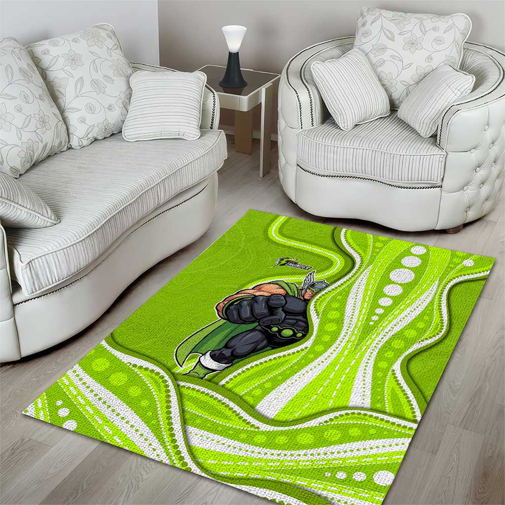 Sydney Thunder Area Rug Aboriginal Dot Art Green White - Tribal Wave Pattern