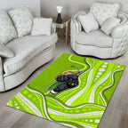 Sydney Thunder Area Rug Aboriginal Dot Art Green White - Tribal Wave Pattern