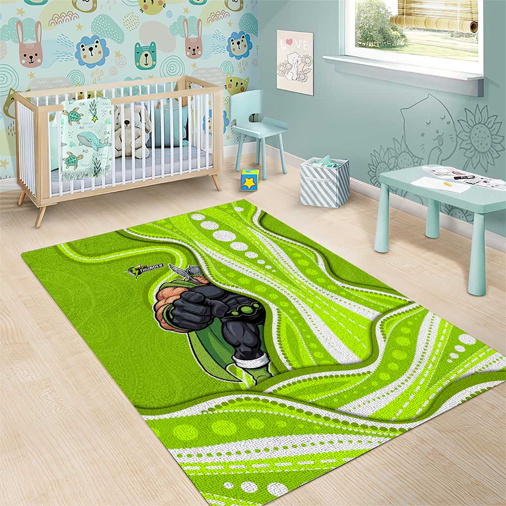 Sydney Thunder Area Rug Aboriginal Dot Art Green White - Tribal Wave Pattern