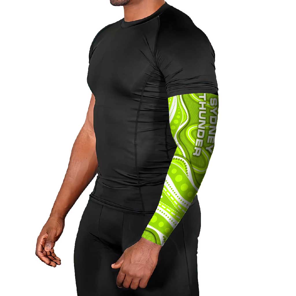Sydney Thunder Arm Sleeves Aboriginal Dot Art Green White - Tribal Wave Pattern