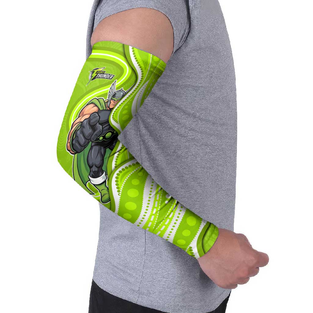 Sydney Thunder Arm Sleeves Aboriginal Dot Art Green White - Tribal Wave Pattern