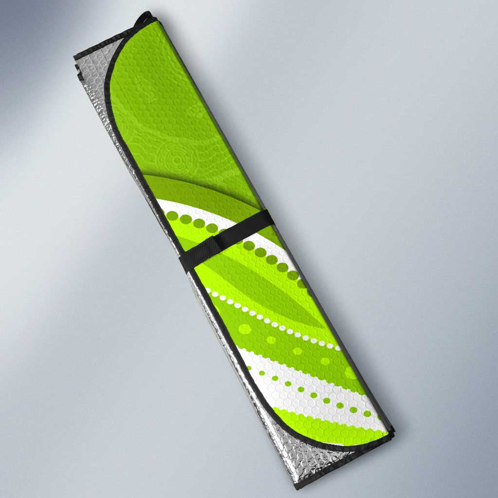 Sydney Thunder Auto Sun Shade Aboriginal Dot Art Green White - Tribal Wave Pattern