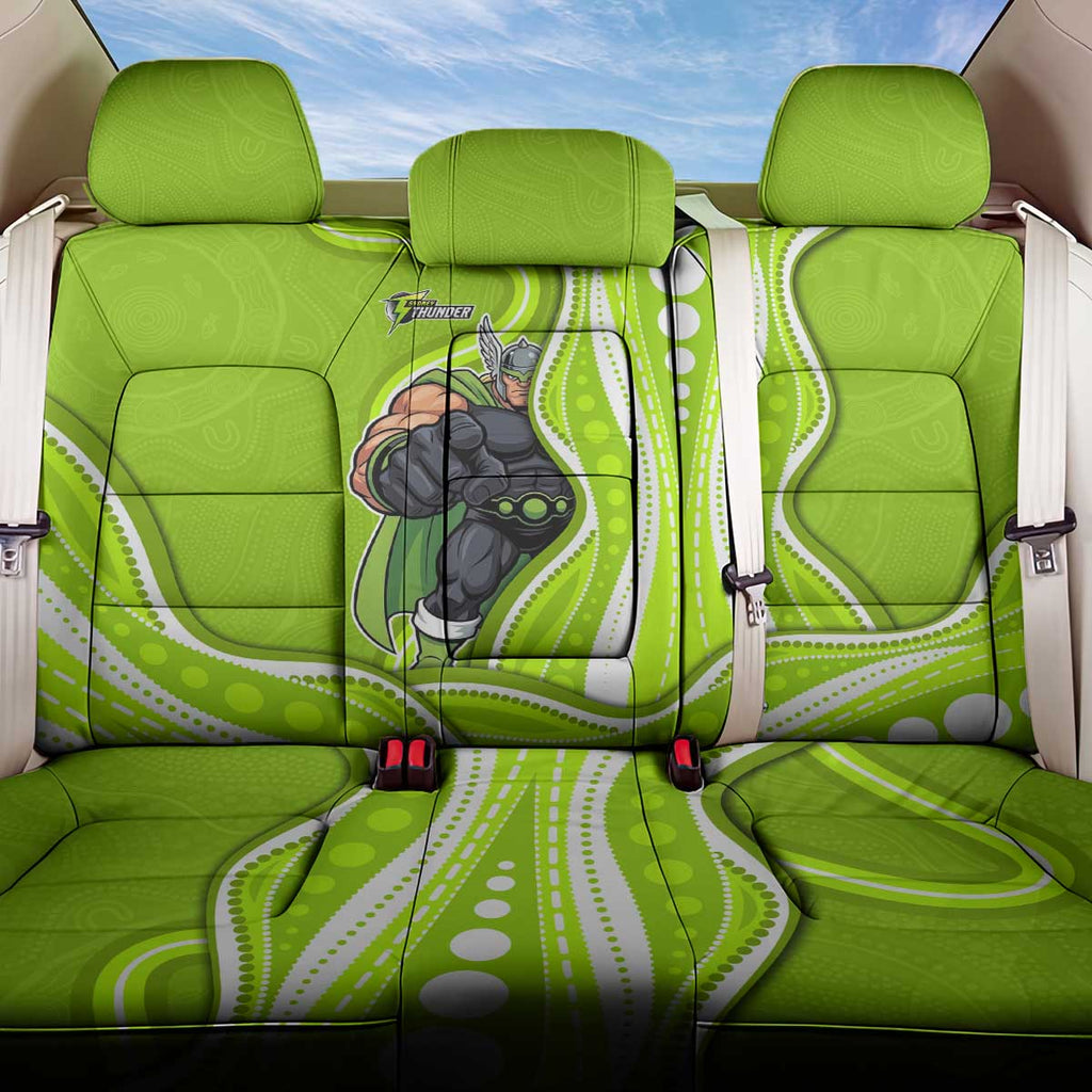 Sydney Thunder Back Car Seat Cover Aboriginal Dot Art Green White - Tribal Wave Pattern