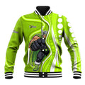 Sydney Thunder Baseball Jacket Aboriginal Dot Art Green White - Tribal Wave Pattern