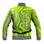 Sydney Thunder Baseball Jacket Aboriginal Dot Art Green White - Tribal Wave Pattern