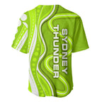 Sydney Thunder Baseball Jersey Aboriginal Dot Art Green White - Tribal Wave Pattern