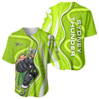 Sydney Thunder Baseball Jersey Aboriginal Dot Art Green White - Tribal Wave Pattern