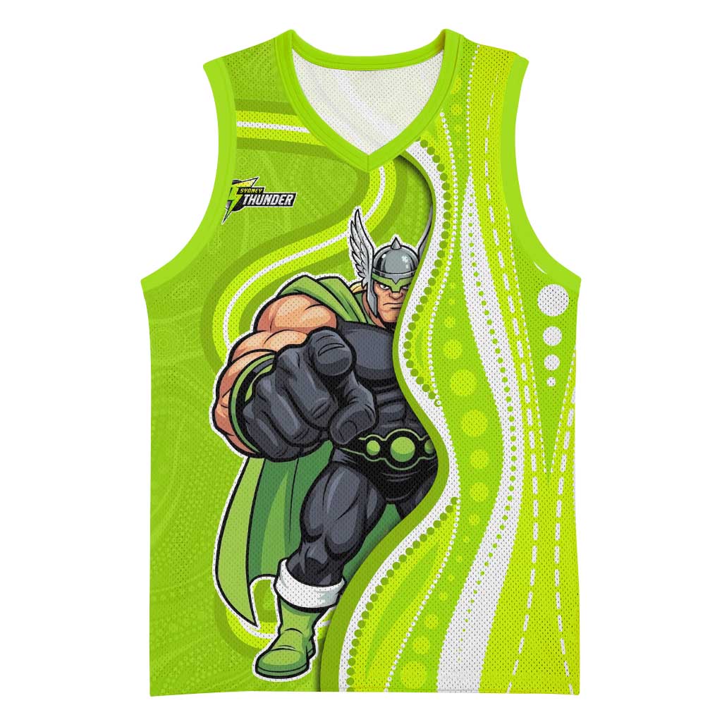 Sydney Thunder Basketball Jersey Aboriginal Dot Art Green White - Tribal Wave Pattern
