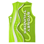 Sydney Thunder Basketball Jersey Aboriginal Dot Art Green White - Tribal Wave Pattern