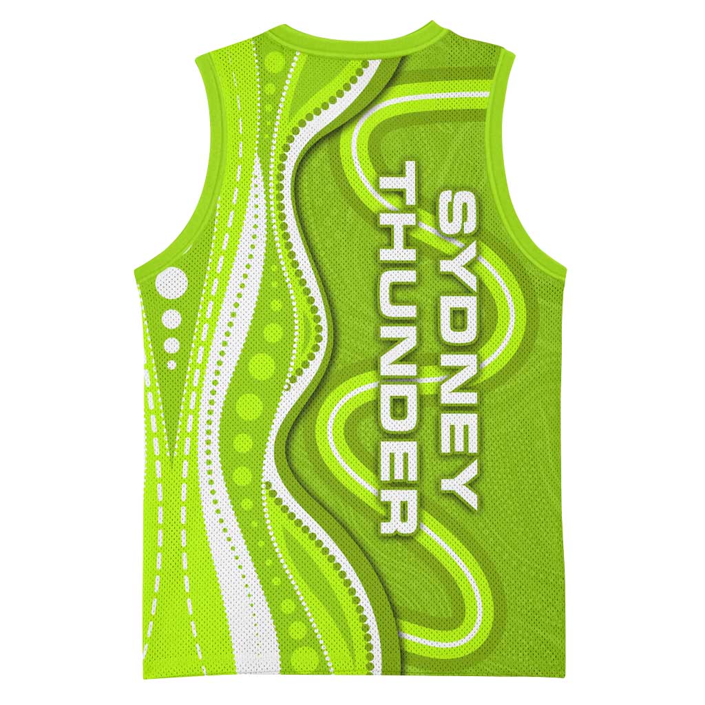 Sydney Thunder Basketball Jersey Aboriginal Dot Art Green White - Tribal Wave Pattern
