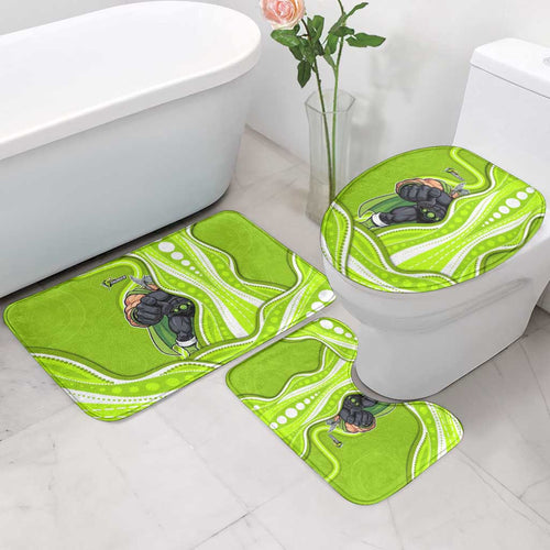 Sydney Thunder Bathroom Set Aboriginal Dot Art Green White - Tribal Wave Pattern