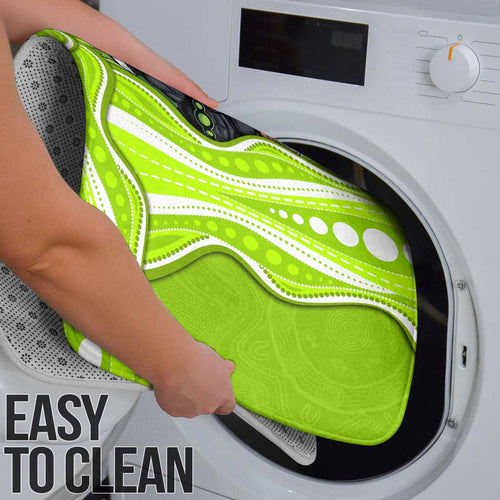 Sydney Thunder Bathroom Set Aboriginal Dot Art Green White - Tribal Wave Pattern
