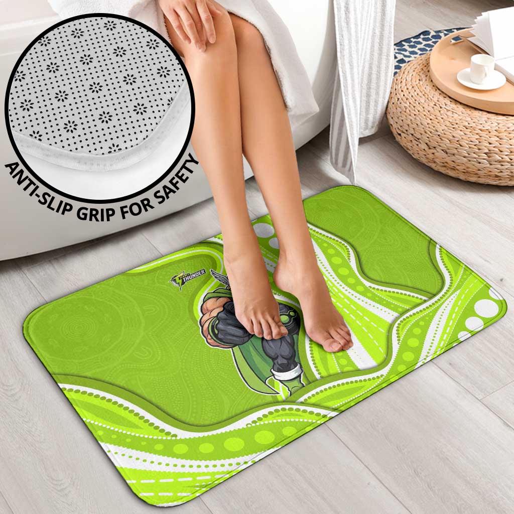 Sydney Thunder Bathroom Set Aboriginal Dot Art Green White - Tribal Wave Pattern