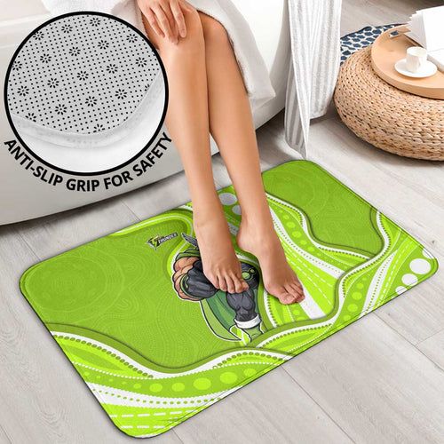 Sydney Thunder Bathroom Set Aboriginal Dot Art Green White - Tribal Wave Pattern