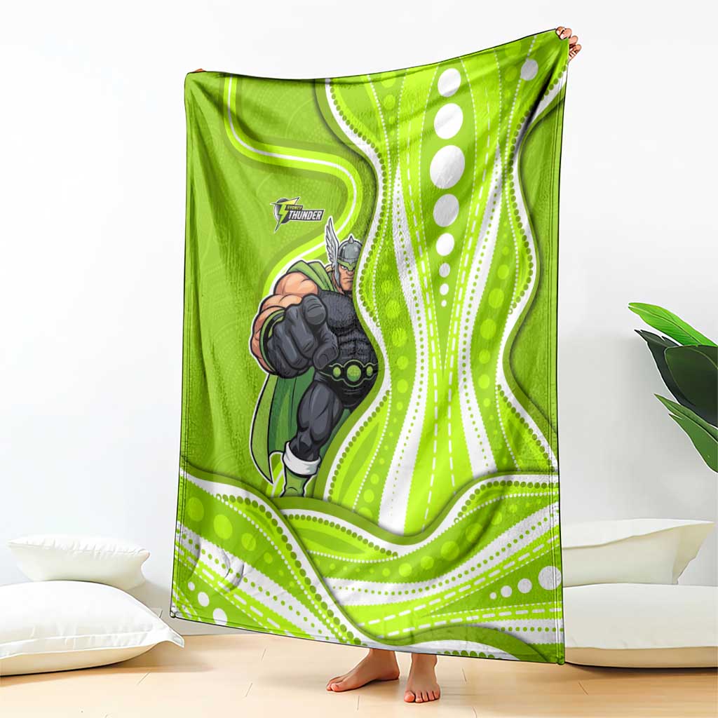 Sydney Thunder Blanket Aboriginal Dot Art Green White - Tribal Wave Pattern