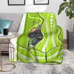 Sydney Thunder Blanket Aboriginal Dot Art Green White - Tribal Wave Pattern