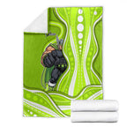 Sydney Thunder Blanket Aboriginal Dot Art Green White - Tribal Wave Pattern