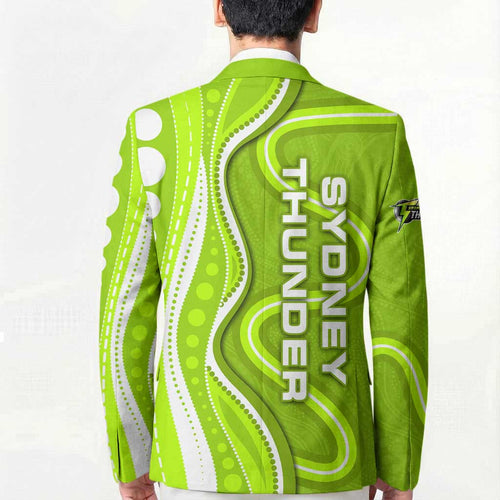 Sydney Thunder Blazer Aboriginal Dot Art Green White - Tribal Wave Pattern